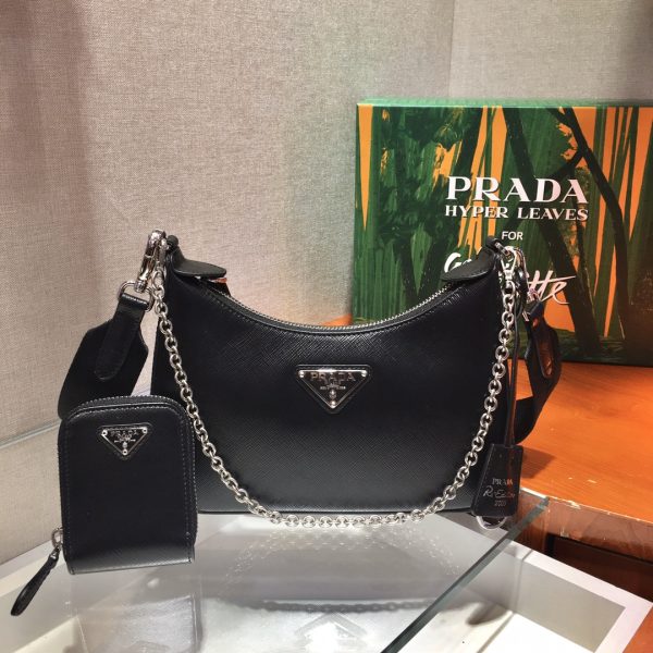 Silver Re-Edition 2005 Saffiano leather bag 1BH204
