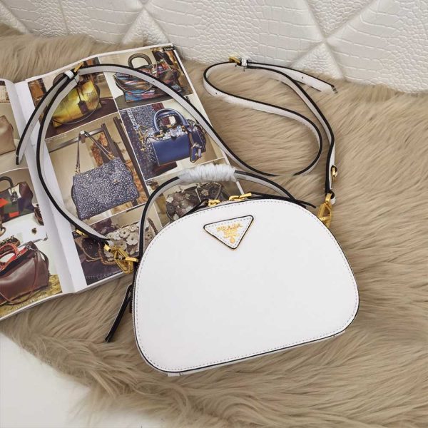 AAA-Saffiano Leather Odette Bag 1BH123 WHITE/BLACK/RED