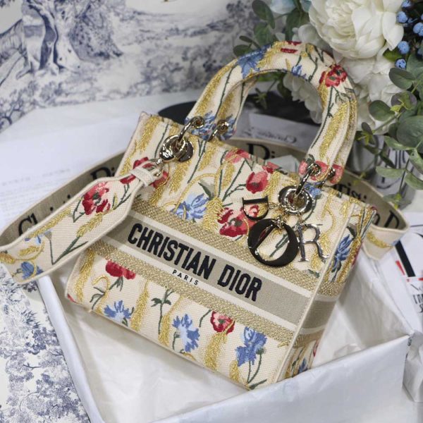 AAA-Flowers Medium Lady D-Lite Bag M0565/Embroidery