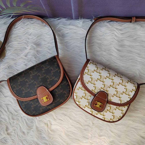MINI BESACE IN TRIOMPHE CANVAS AND CALFSKIN
