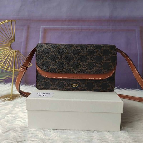 WALLET ON STRAP IN TRIOMPHE BAG