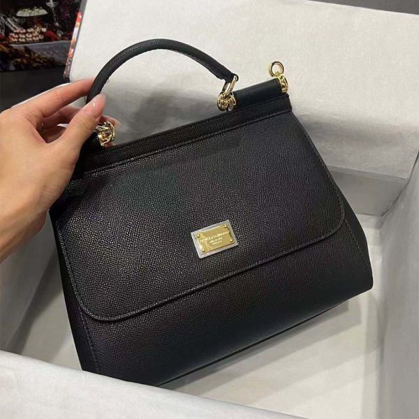 Medium Dauphine Leather Sicily Handbag black