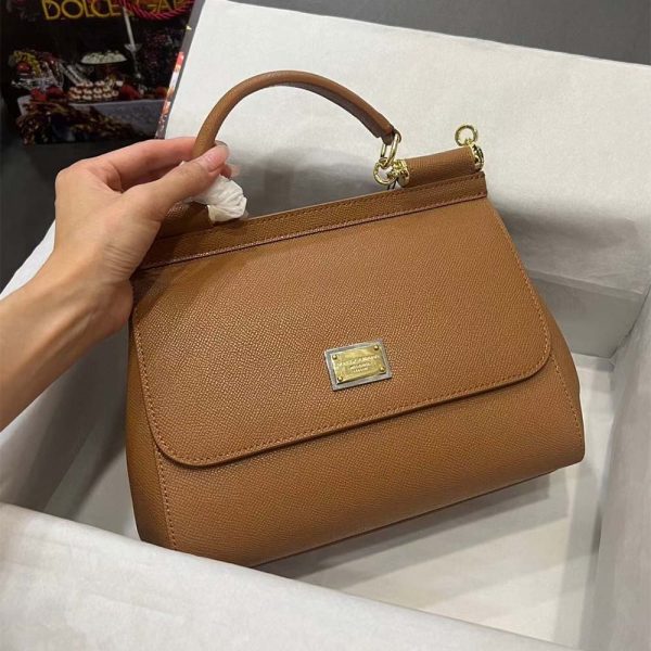 Medium Dauphine Leather Sicily Handbag brown