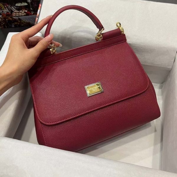 Medium Dauphine Leather Sicily Handbag red