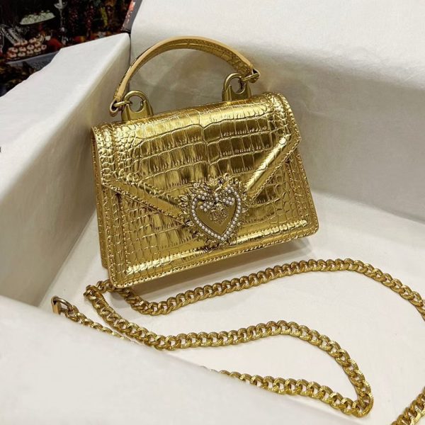 DG Small Devotion bag in python skin gold