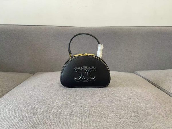 Half Moon Case In Triomphe Canvas And Calfskin black