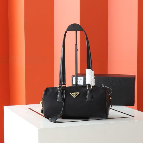 Prada Medium re-nyon And Leather Tote Bag black