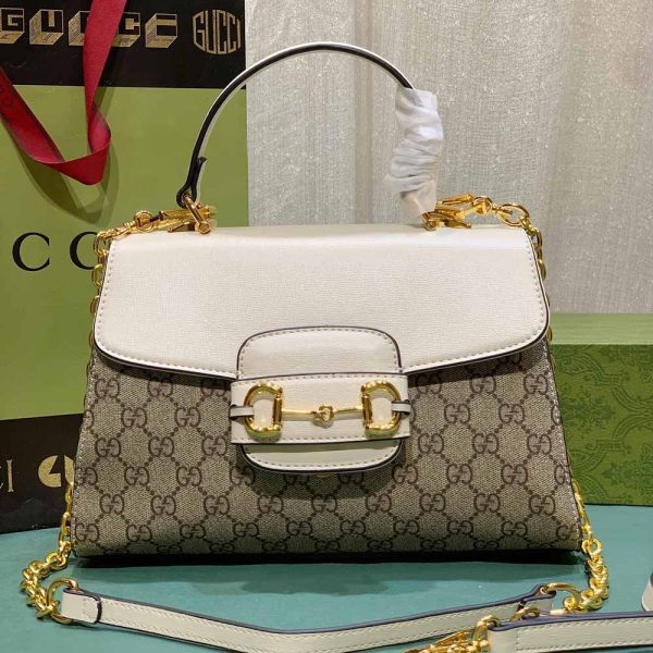 Gucci Horsebit 1955 medium top handle bag White