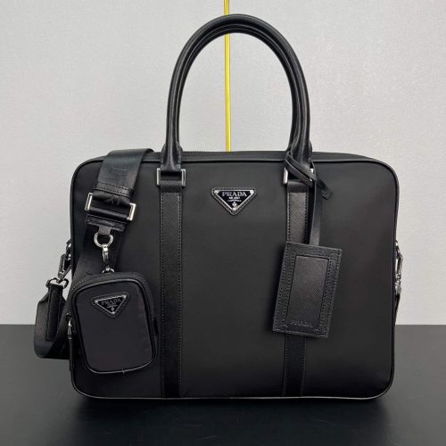 Re-Nylon and Saffiano leather briefcase 2VE871 (1)