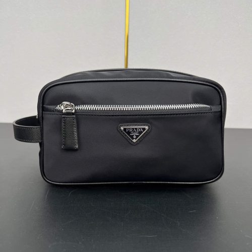 Re-Nylon and Saffiano leather travel pouch (1)