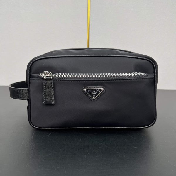 Re-Nylon and Saffiano leather travel pouch (1)