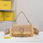 Baguette Beige denim-effect FF jacquard bag (1)