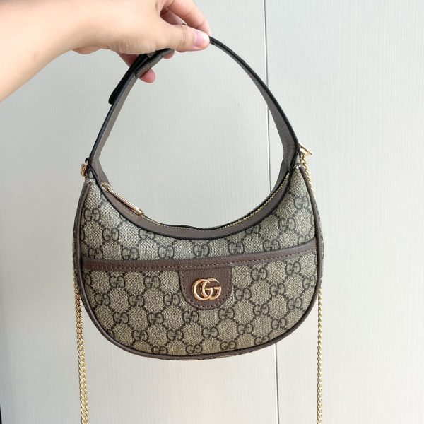 Half-moon-shaped mini bag with GG brown