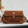 Prada Explore suede shoulder bag with flap (1)