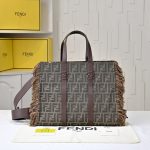 Summer Tote Brown denim-effect FF jacquard bag (1)