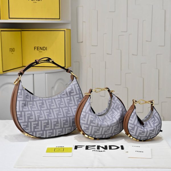 Fendigraphy Nano/Mini/Small Blue denim-effect FF jacquard bag