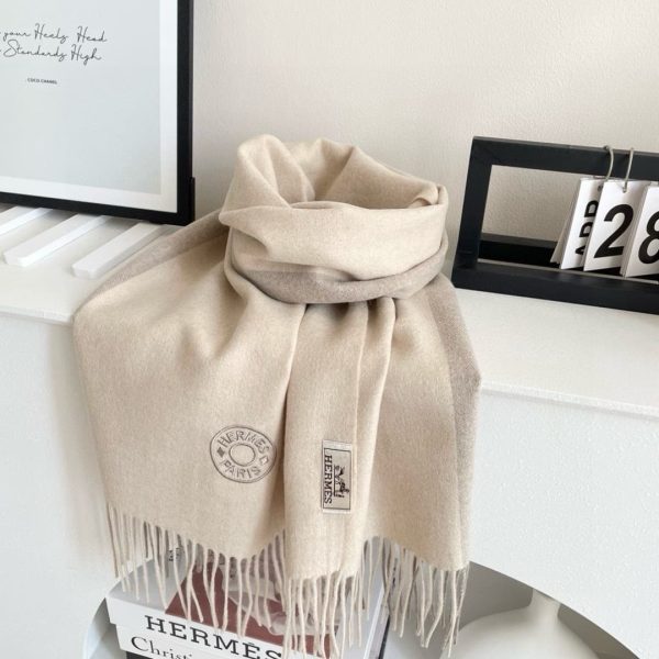 Hermes Summer Block Muffler Gris Chine with box beige