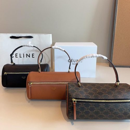 Cylinder Bag In Triomphe Canvas And Calfskin (1)