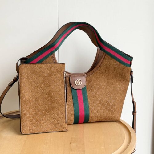Gucci Giglio small tote bag suede (8)