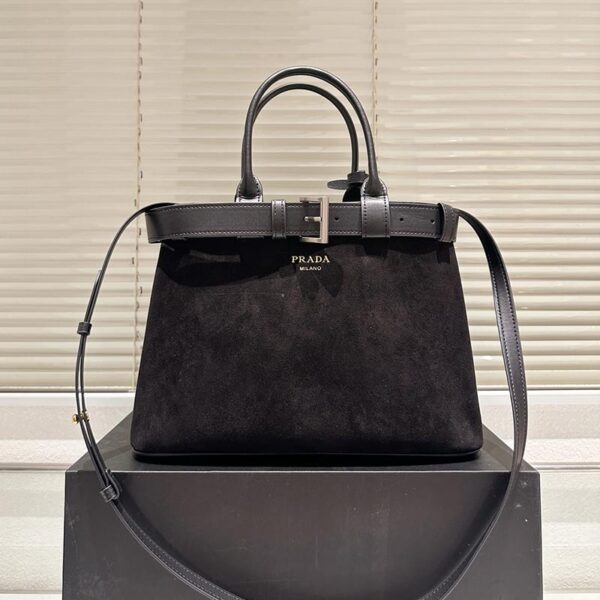 Prada Buckle medium suede bag with belt (1)