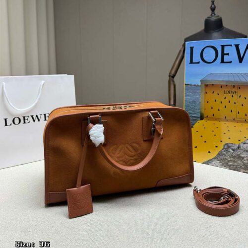 Amazona 36 Brown Suede Handbag with Double Handles (1)