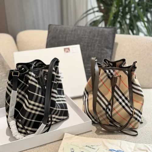 Check Medium Bucket Bag Calico (1)