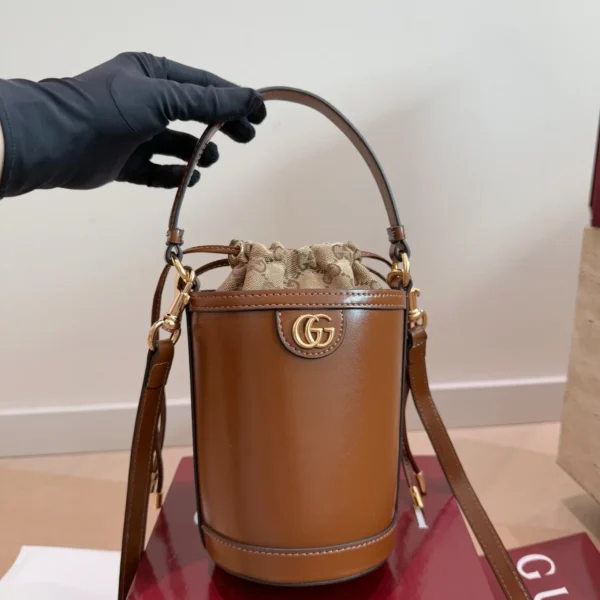 Ophidia Mini Bucket Bag brown leather