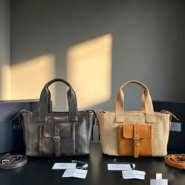 Prada Route medium leather tote bag