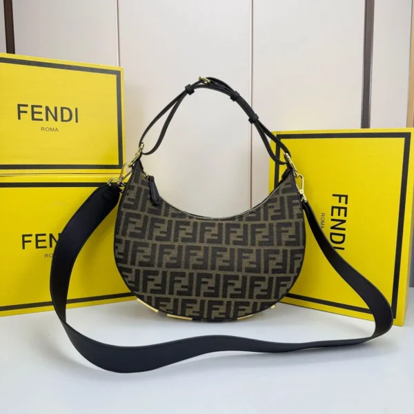 Fendigraphy Small Brown denim-effect FF jacquard bag