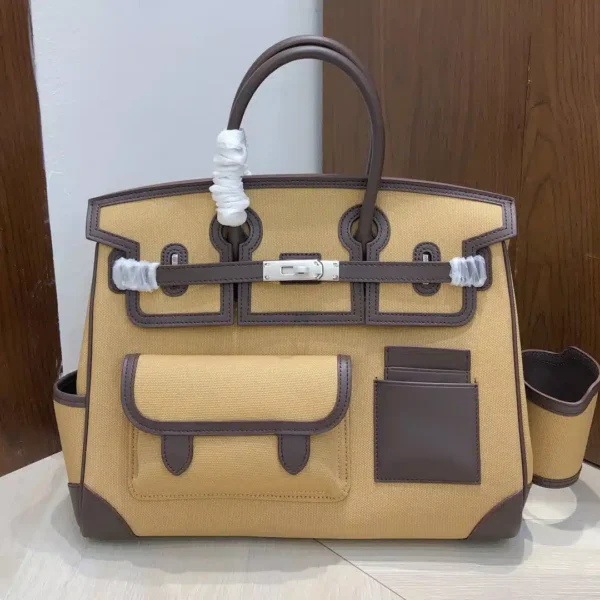 Birkin Cargo 35 Toile Goeland Canvas and Swift Leather